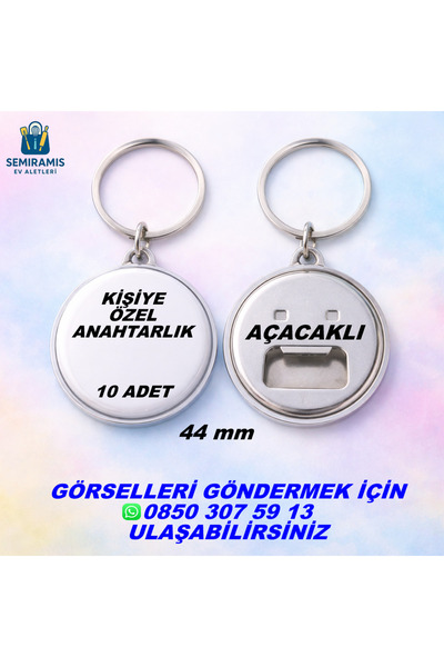 10Pcs Personalized 44mm Keychain with Opener | Round Button Metal Opener
