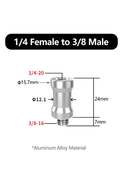 Choice محول ألومنيوم من 1/4 بوصة إلى 3/8 بوصة، محول لولبي، حامل ملولب لكاميرا...