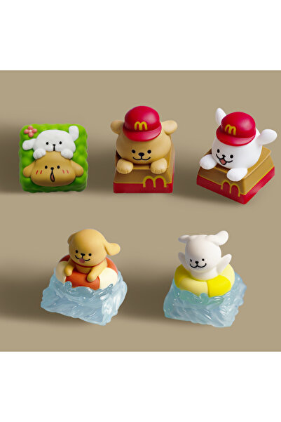 Choice 5pcs 1set Lined puppy peripheral translucent personalized keycaps sing...