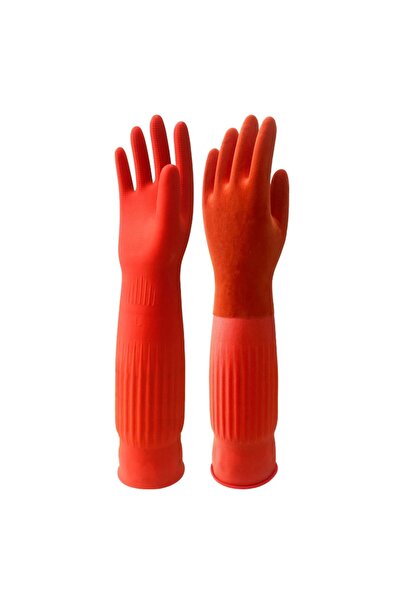 Choice M Red 1pair Flexible Comfortable Clean Gloves Red Dish Washing Long Ho...