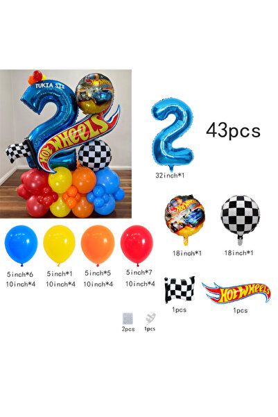 Miniso Other 25112508-2 43-piece Hot Wheels-themed balloon set, including che...
