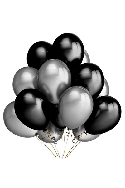 Generic 100 قطعة من بالونات اللاتكس السوداء والفضية المزخرفة مقاس 12 بوصة لحف...