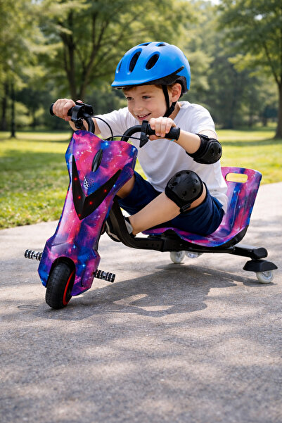 Scooter سكوتر درفت كهربائي 36 فولت ميني للأطفال-تصميم مجرة (Galaxy) مع بلوتوث...