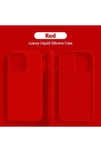 Choice جراب سيليكون سائل فاخر جديد ومُطوّر باللون الأحمر لهاتف iPhone 16 Pro ...