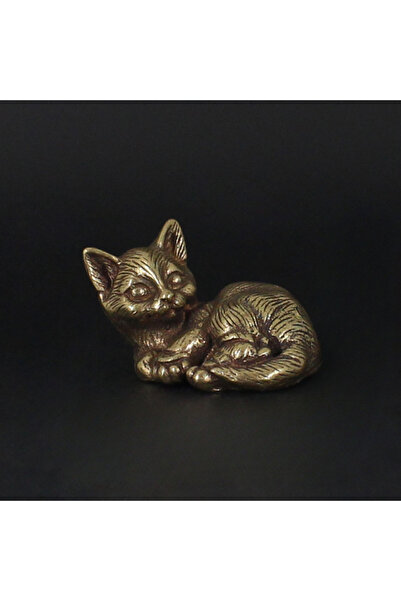 Choice lie 1PC Brass Kitty Ornament - Office Desktop Ornament with Bored Retr...