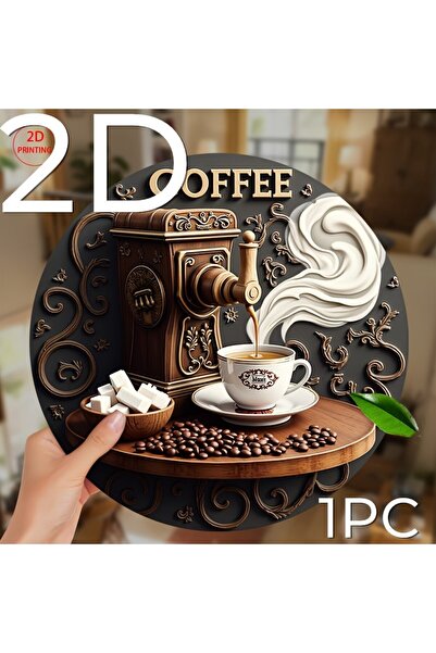 Choice 1PC 2D 1PCS 20CM Wooden Hanging Sign Coffee Maker Theme 8 Inch Round S...