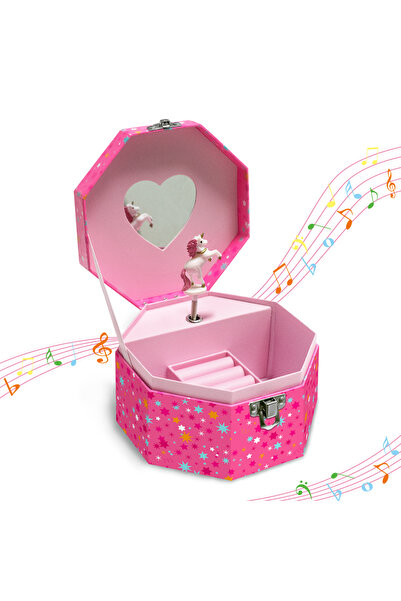 Choice GB28-2503 صندوق مجوهرات موسيقي نسائي - صندوق تخزين موسيقي ثماني/بيضاوي...
