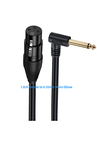 BSN 0.5M 1.XLR Female to 6.35 Right Angle Mono TS 6.35mm Male to 3P XLR Male ...