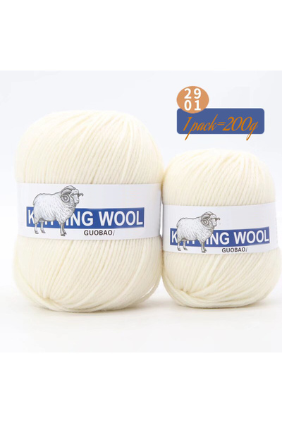 Choice 01 لون أبيض حليبي 200 غرام 290 خيط صوف نقي متوسط السماكة 100% خيط صوف ...