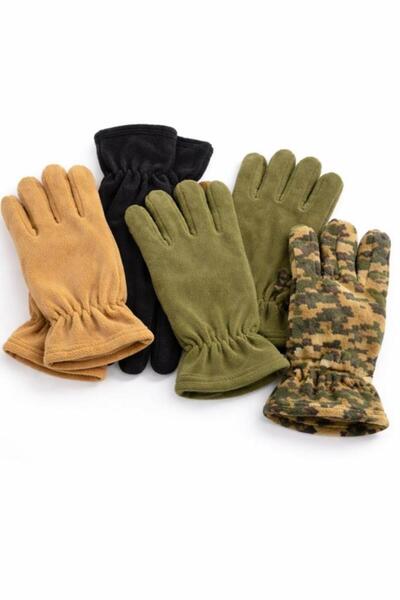 SINGLE SWORD Pixel Black Beige Khaki 4-Pack Unisex Fleece Gloves