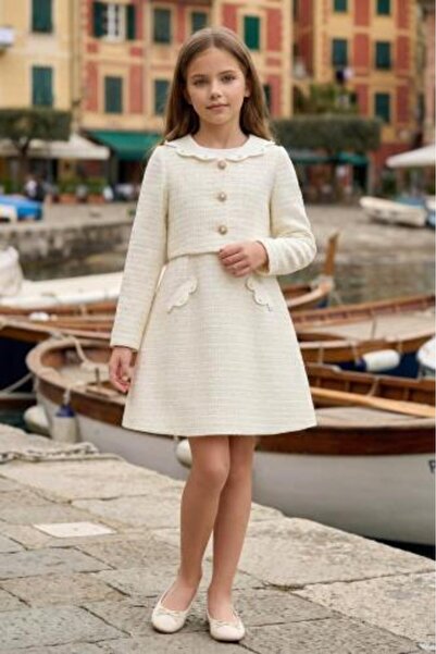 sunshine boutique15 طقم جديد من فستان وجاكيت للعيد من تويد للأعمار من 8 إلى 1...