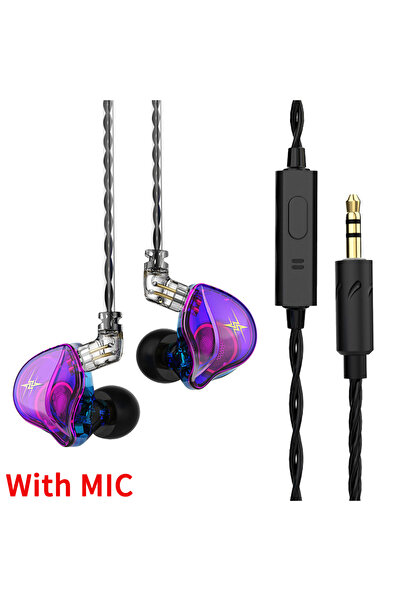 Choice Purple With MIC QKZ ZXT In Ear Wired Earphones Dynamic DJ Monitor IEM ...