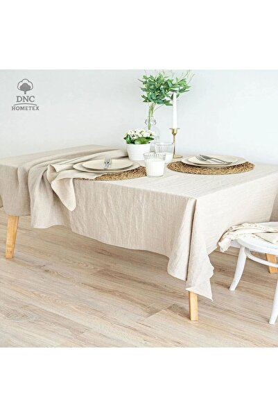 DNC HOMETEX مفرش طاولة من الكتان الخام