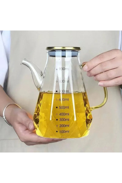 Choice 900ml 500/700/900ml Diamond Glass Oil Pots Leak Proof Oil Pot with Sca...