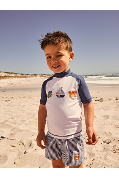 Next Baby Σετ μαγιό με κοντό μανίκι με ρίγες μπλε/λευκό με αντηλιακή προστασία