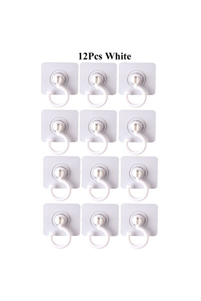 Choice 12 قطعة من خطافات السقف اللاصقة البيضاء (5/12 قطعة) قابلة للدوران، خطا...