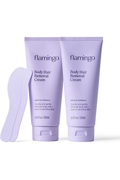 Flamingo كريم إزالة شعر الجسم - 200 مل - عبوة من قطعتين - تركيبة لطيفة - آمن ...