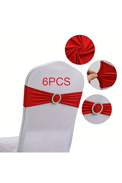 Choice 6 قطع من أشرطة الزينة المطاطية الحمراء للكراسي / أربطة مطاطية لتزيين ك...
