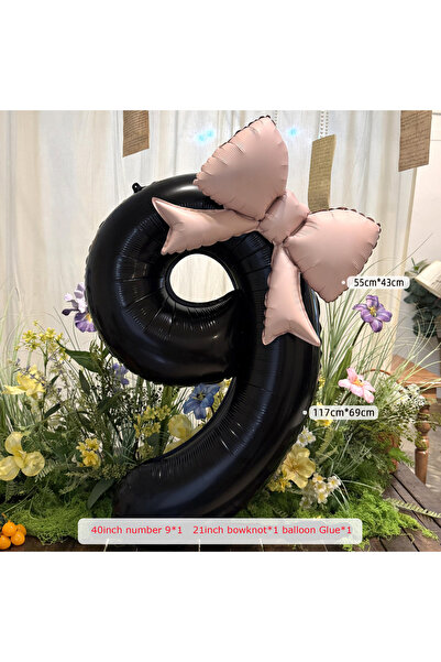 Choice 40inch 9 2pcs 40inch Black Bowknot Number Foil Balloons Photo Props We...