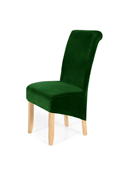 Choice أغطية كراسي طعام مخملية مطاطية كبيرة الحجم باللون الأخضر الداكن، قابلة...