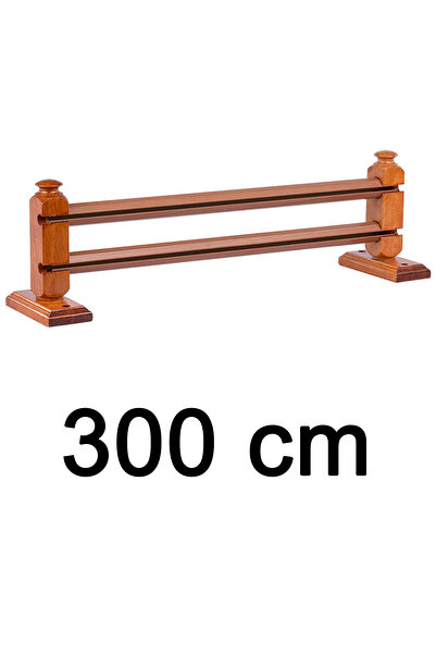 Perdejim Meşe 300 cm Çetray Çift Raylı Rustik Perde Askısı S Pile ve Kornişli...