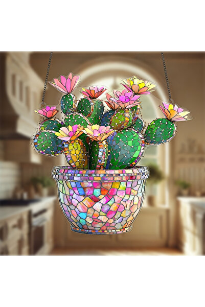 Choice A Popular Cactus Flower Acrylic Hanging Decoration 2D Flat Window Deco...