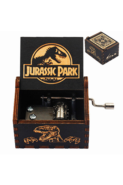Jurassic Park 01 HOT Wooden Hand Crank Black Music Box Children's Holiday Gif...