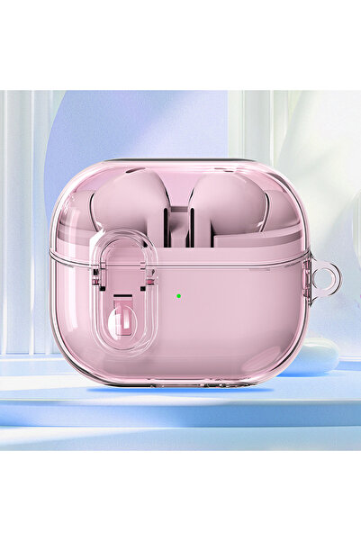 Choice غطاء حماية شفاف وردي اللون لسماعات Buds 3 FE مع طقم تنظيف، مصنوع من ما...