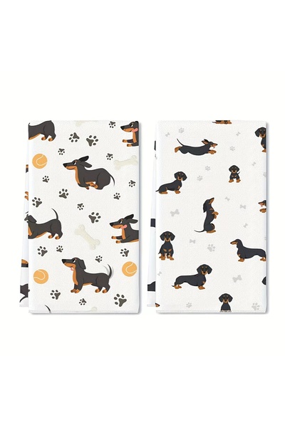 Choice 2pcs WHITE 2Pcs, Cute Dachshund Kitchen Towels, 40Cm*60Cm Towel Set, S...