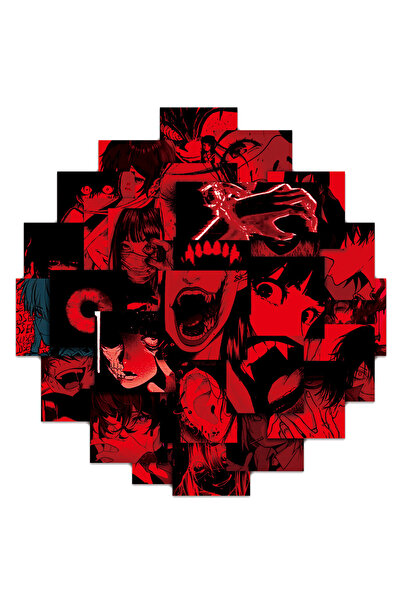 Choice 50 قطعة من ملصقات الرعب باللونين الأسود والأحمر، ملصقات هالوين، دفتر م...