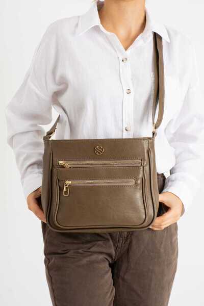 Sanmorris حقيبة كتف نسائية بحزام متقاطع قابل للتعديل مع جيوب