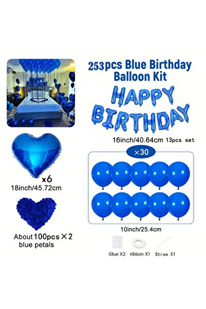 Choice مجموعة بالونات أخرى: مجموعة بالونات عيد ميلاد سعيد زرقاء مع بتلات صناع...