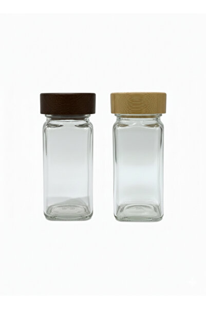 Edenza Glass Spice Jar with Acacia and Bamboo Lid |   Transparent Glass Salt ...