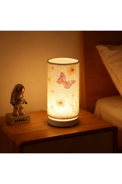 Choice Warm White Champagne WHITE Nordic retro-style table lamp with fabric l...