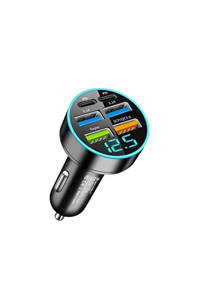 Choice black 6 Port Car Charger 100W 6 Ports Car Charger Fast Charging PD QC3...