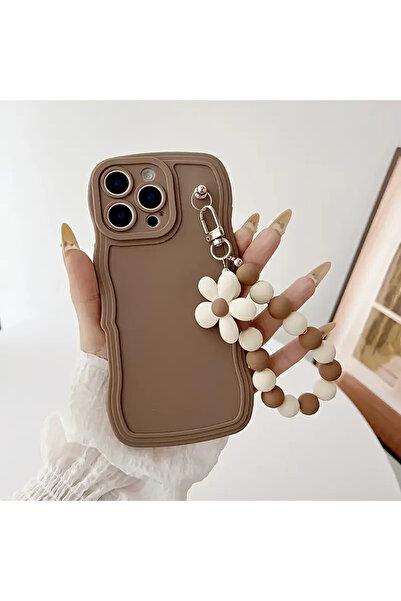 Choice حزام معصم أنيق مزين بالخرز على شكل زهرة، مصنوع من مادة TPU، باللون الب...