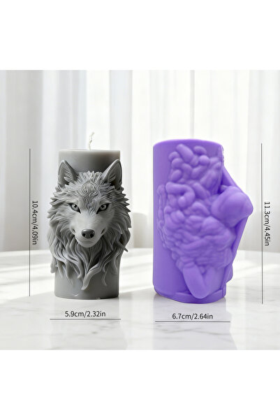 Choice Majestic Wolf Head Wild Wolf Head Candle Mold, DIY Animal Face Art Can...