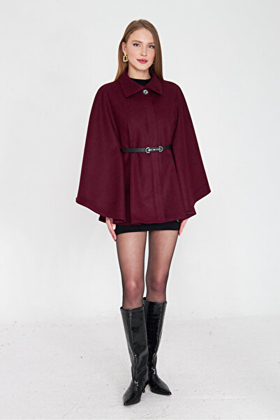WE&ME Women's Belted Poncho Model Stylish and Elegant Outerwear