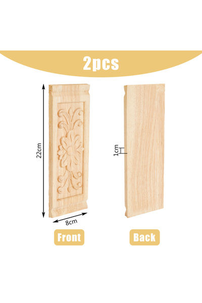 Choice1 AECH04-06405 قطعتان من الزخارف الخشبية المستطيلة المنحوتة، 22 × 8 سم ...