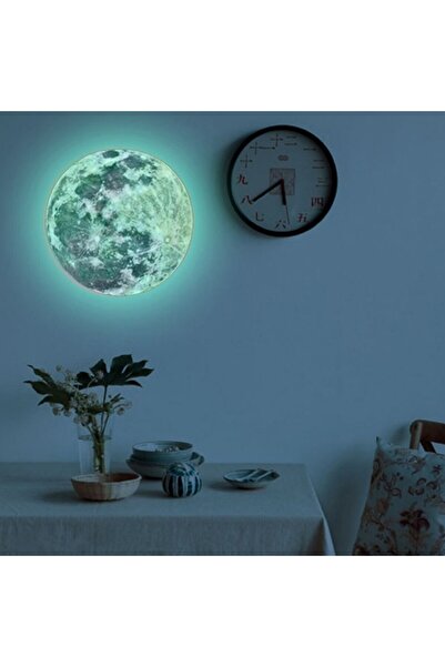 Choice ملصق حائط فلورسنت كبير على شكل قمر، 20 سم، قابل للإزالة، يضيء في الظلا...