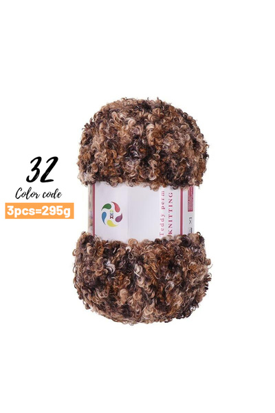 Choice 32 لون بني 295 غرام خيوط صوفية صناعية تشبه مخمل الدببة، خيوط فرو صناعي...