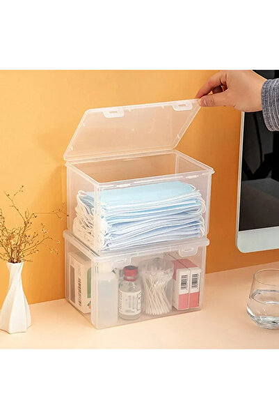 Choice 2PCs Grab a Clean Mask, for Car or Home, Clear Flip Top Box, 2Pcs Stor...