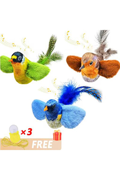 Choice مجموعة ألعاب قطط نابضة بالحياة على شكل طائر، مع نعناع بري صناعي، وريشة.