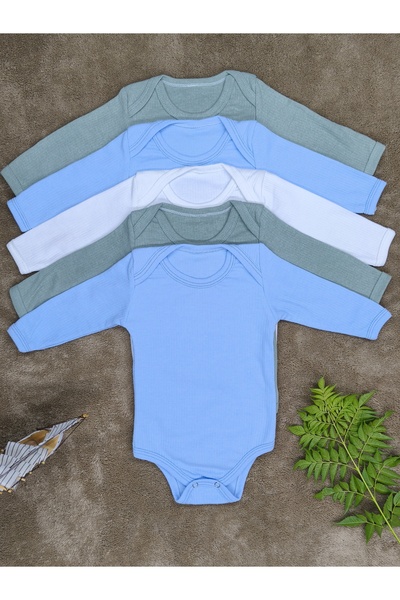 Rany Baby Kids 5-Piece Long-Sleeved Baby Bodysuit with Snap Fasteners