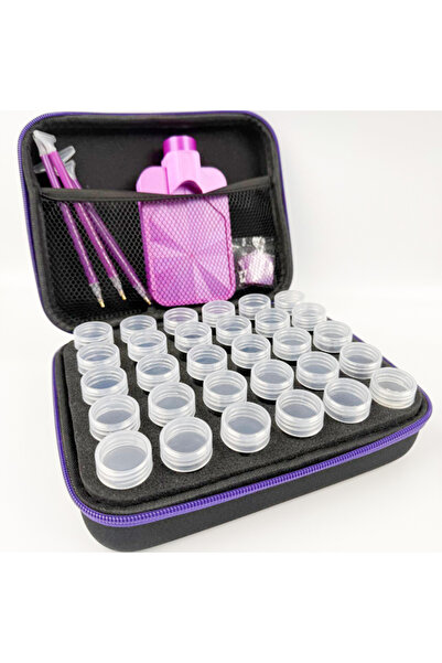 Choice علبة تخزين فنية ماسية أرجوانية اللون تحتوي على 30 فتحة، صينية رسم ماسي...