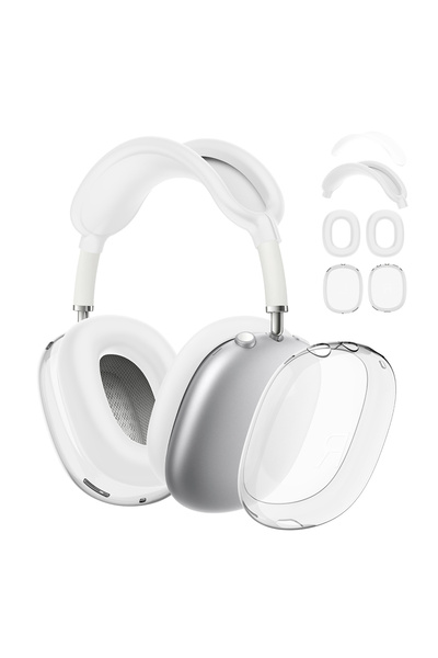 VODOOL وسادة أذن بيضاء 4 في 1 من السيليكون + TPU، غطاء عصابة رأس، مقاومة للما...