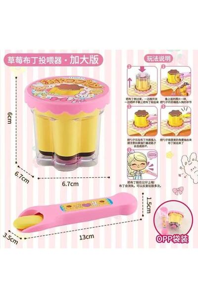 Choice 6x6.7cm Food Feeding Pudding Cute Pink Jelly Strawberry Pudding Set Fe...