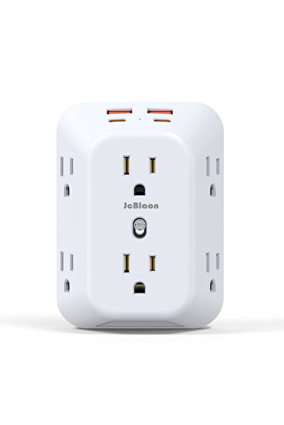 Choice موسع منافذ USB أبيض اللون مزود بقابس أمريكي، وواقي من زيادة التيار، وم...