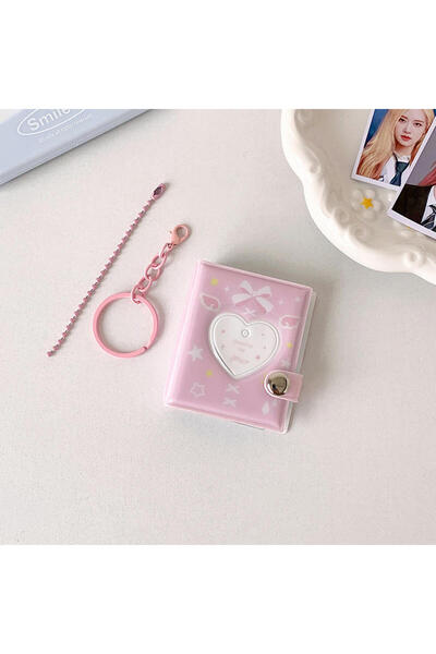 Choice ألبوم صور دب وردي لطيف، علبة تخزين صور على شكل قلب مجوف مقاس 1 بوصة، م...