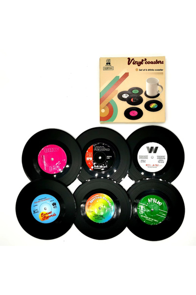 Choice 6PCS 6pcs/ Set Retro Vinyl Record Disk Coasters for Drinks Music Coast...